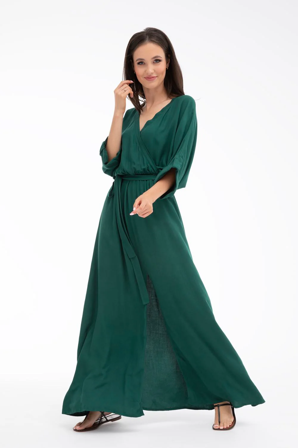 Długa sukienka z wiązaniem Emerald Dream - Image 10