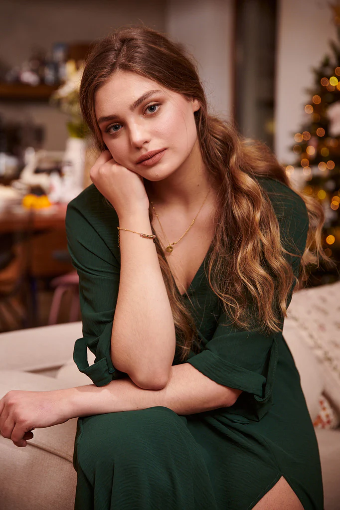 Długa sukienka z wiązaniem Emerald Dream - Image 34