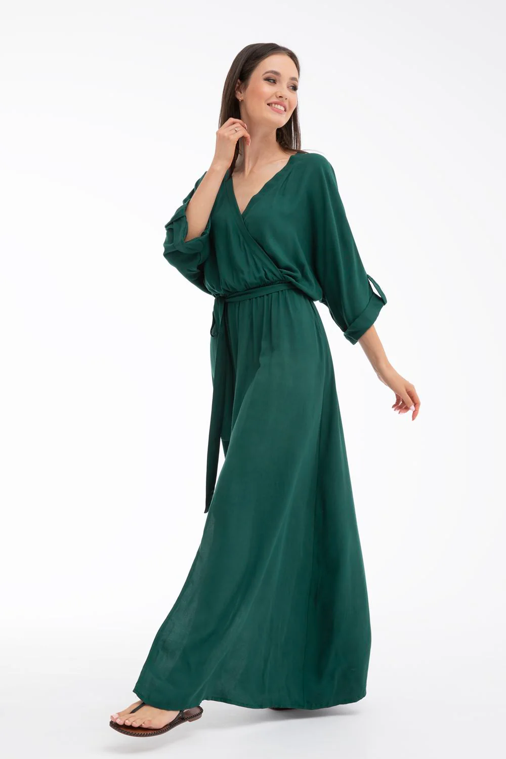 Długa sukienka z wiązaniem Emerald Dream - Image 6