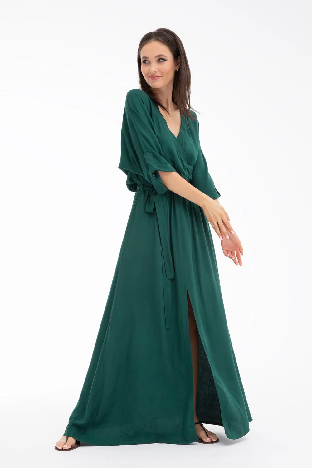 Długa sukienka z wiązaniem Emerald Dream - Image 7