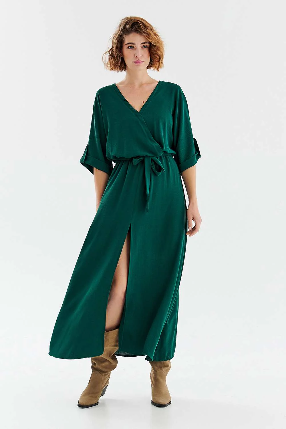 Długa sukienka z wiązaniem Emerald Dream - Image 9