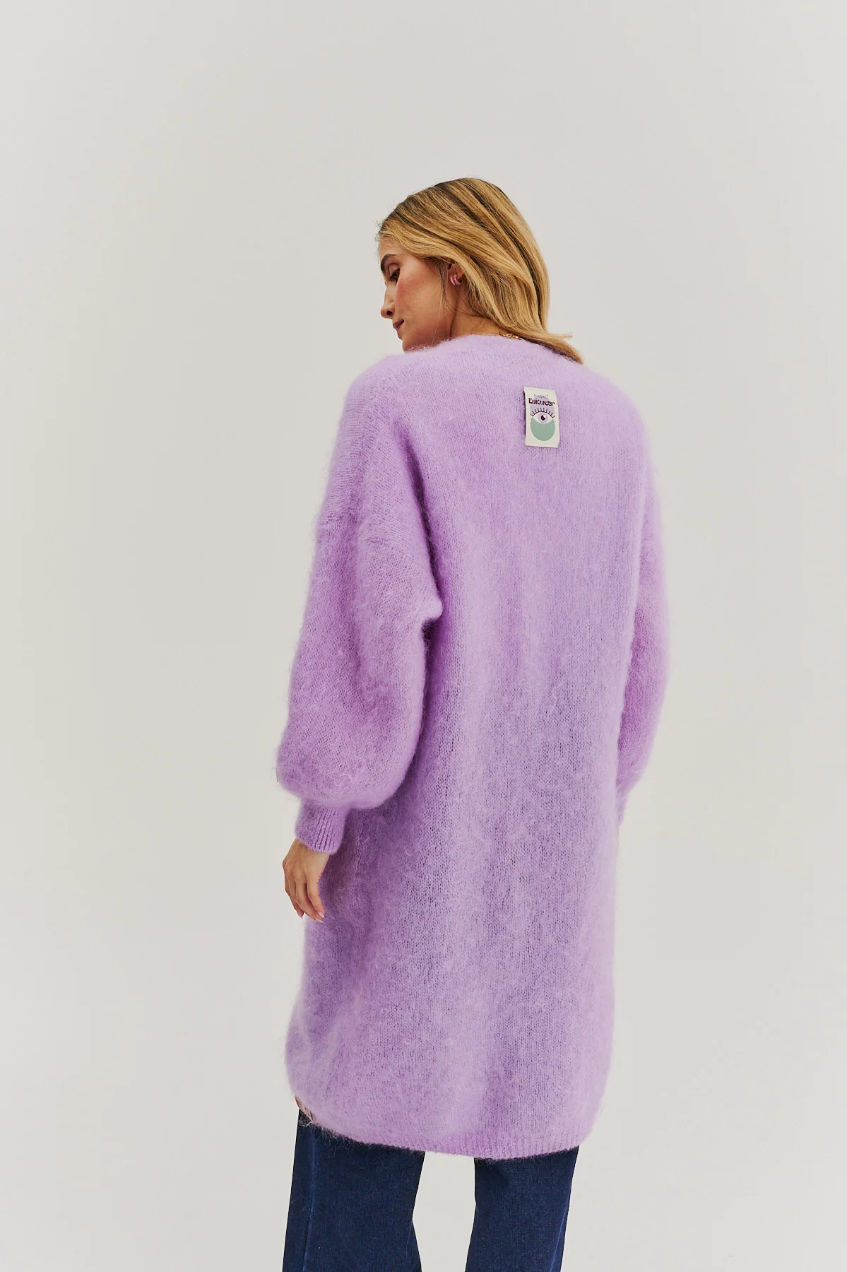 Długi kardigan moherowy Lavender Blush - Image 14