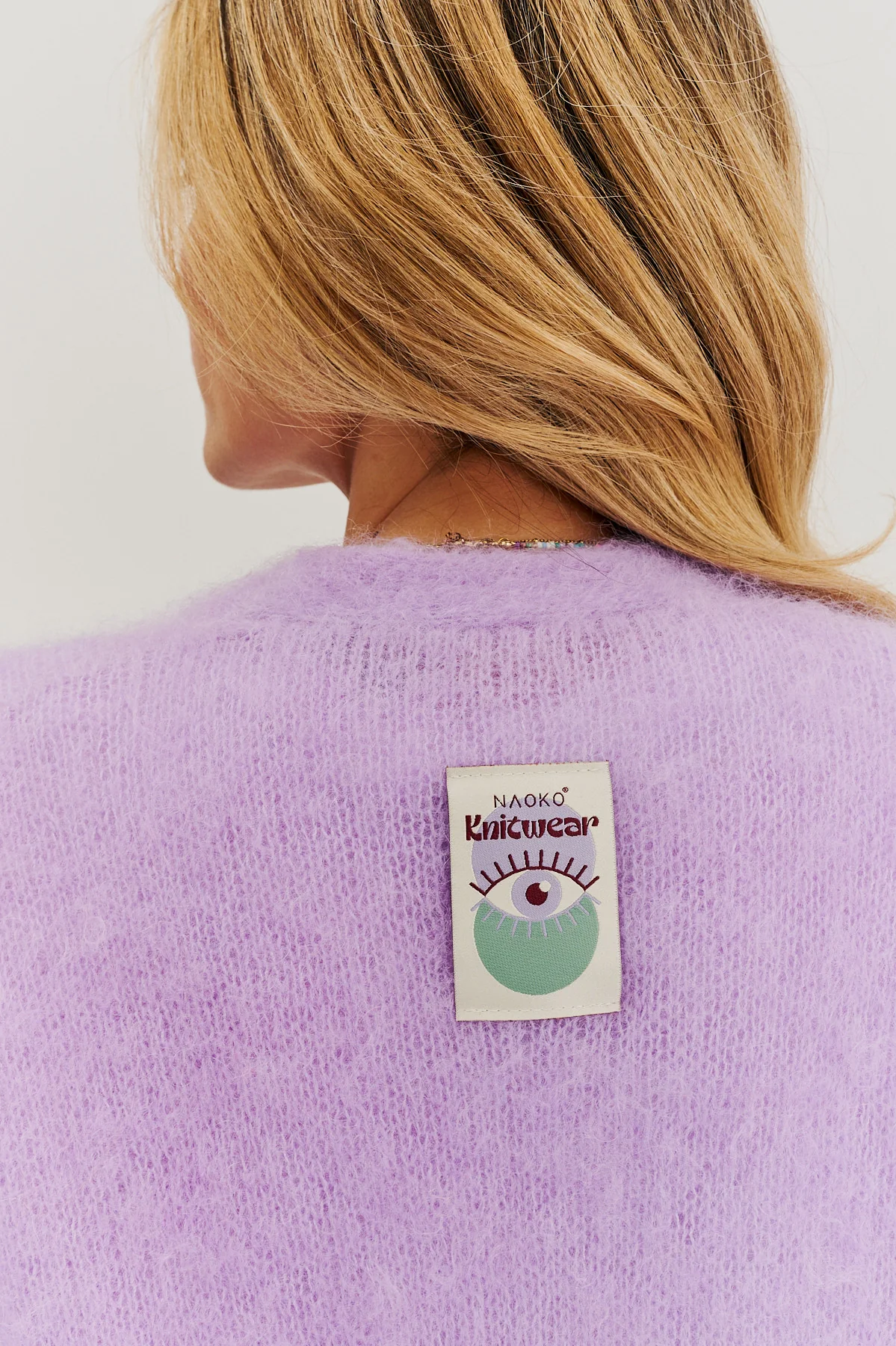 Długi kardigan moherowy Lavender Blush - Image 17