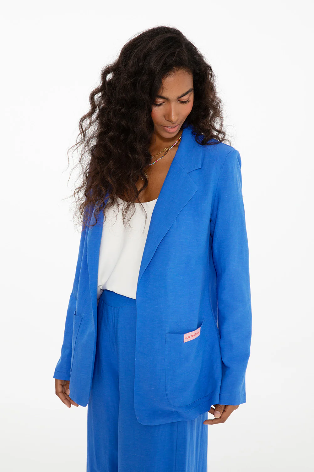 Marynarka z lnem Blue Margarita - Image 10