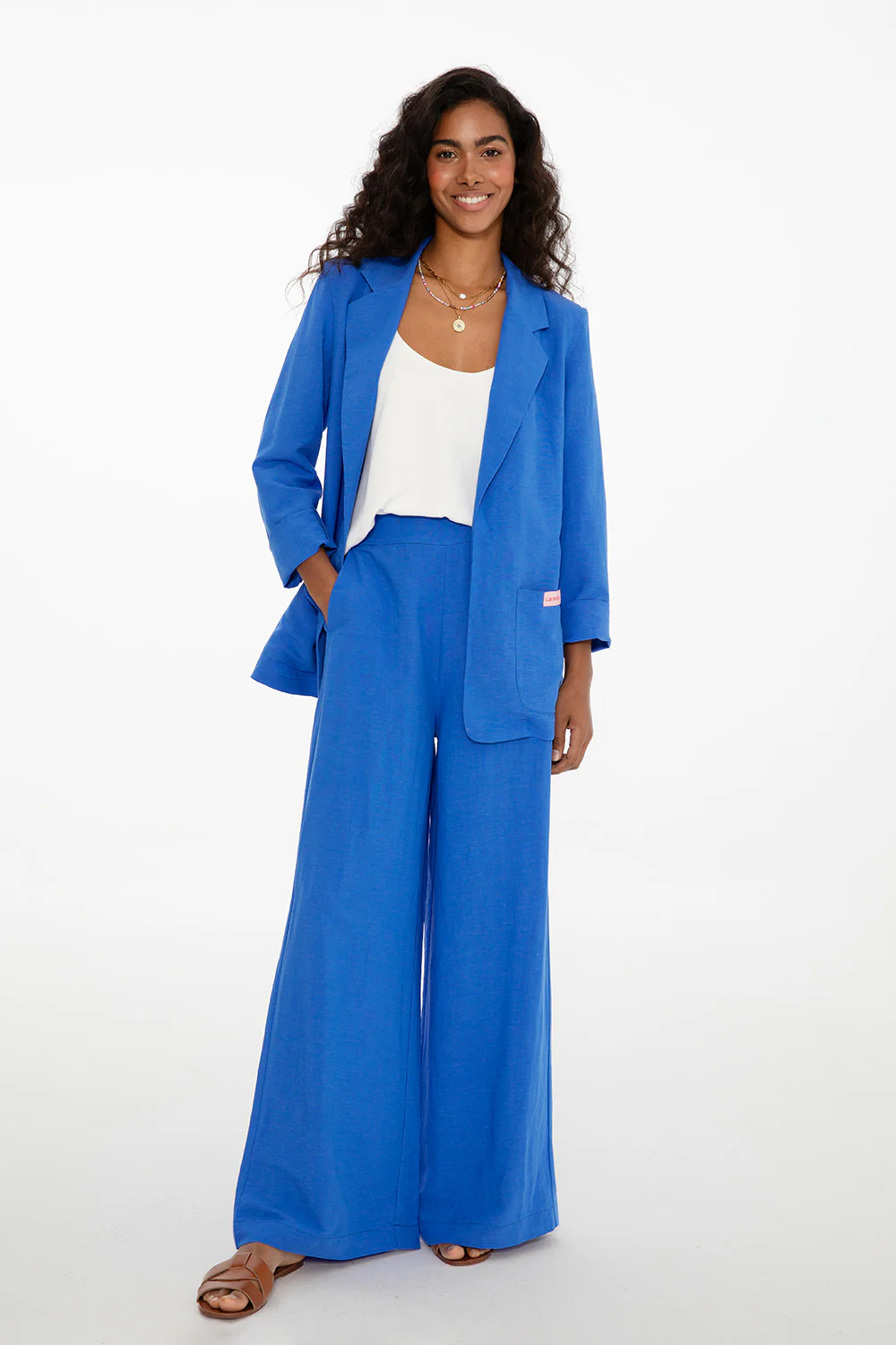 Marynarka z lnem Blue Margarita - Image 13
