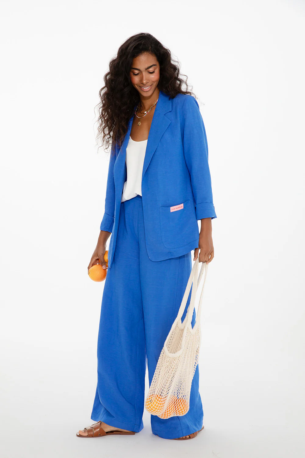 Marynarka z lnem Blue Margarita - Image 15