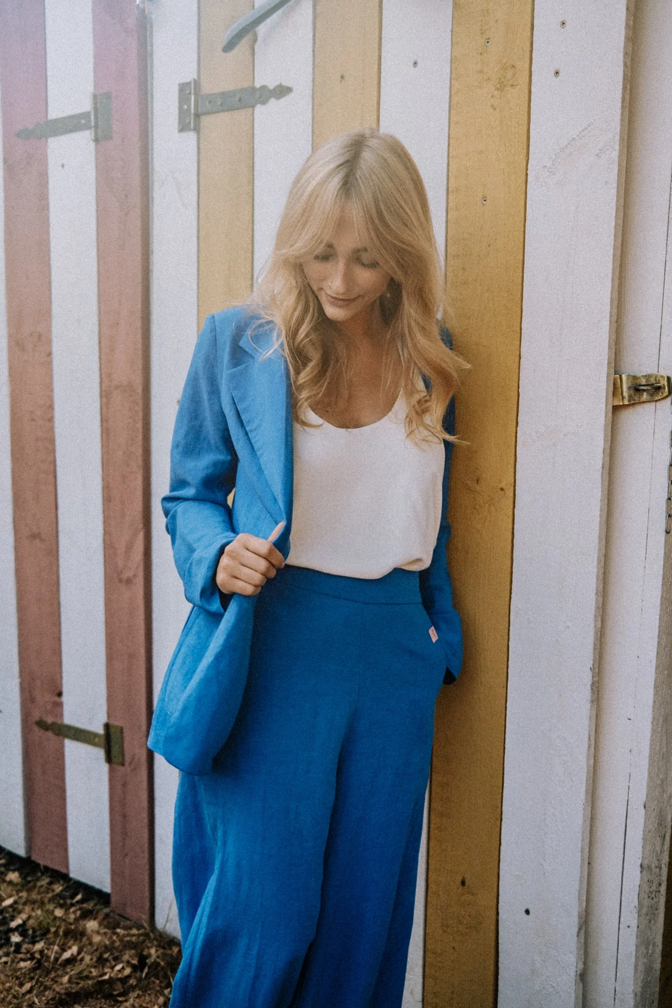 Marynarka z lnem Blue Margarita - Image 5