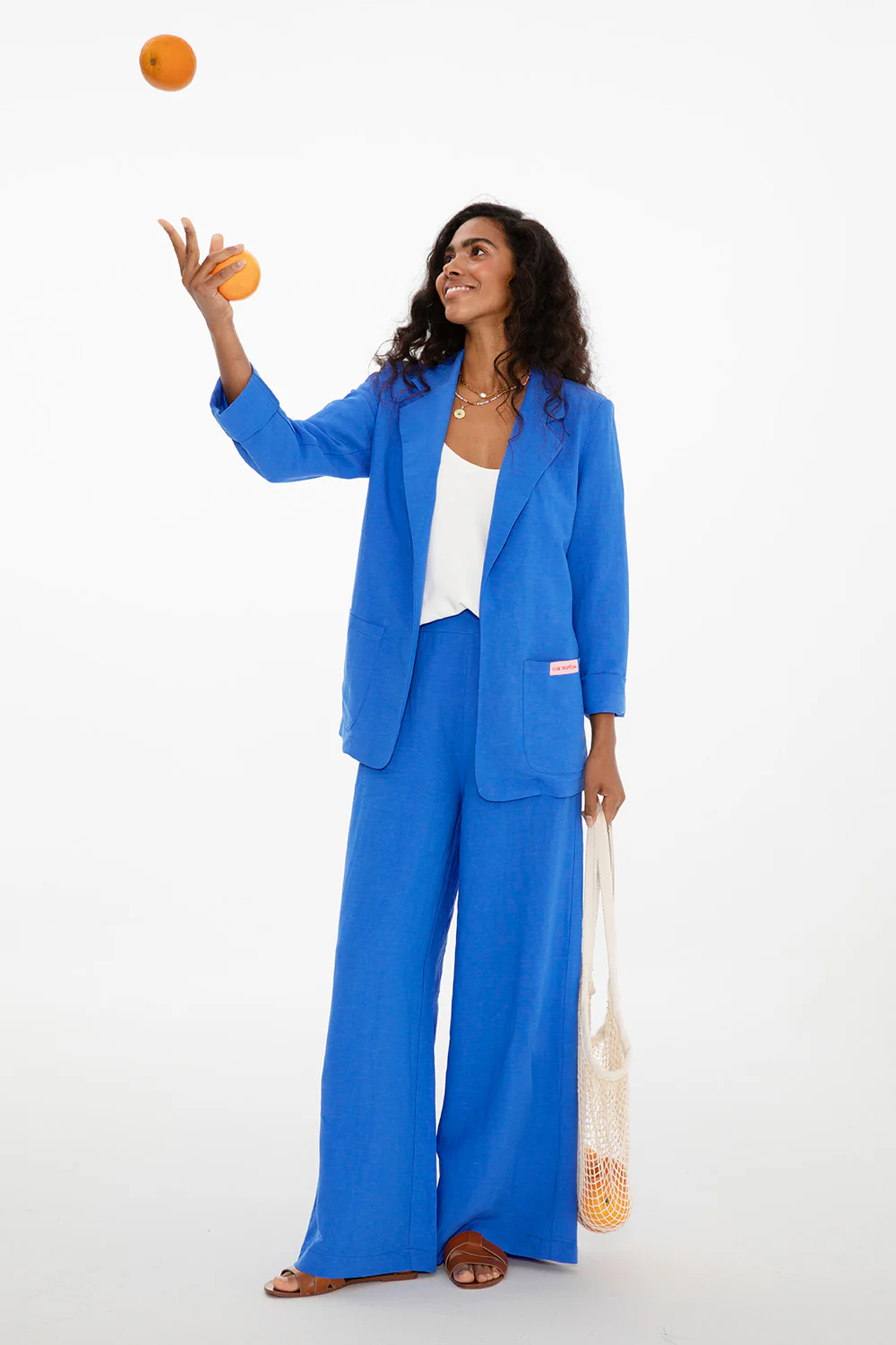Marynarka z lnem Blue Margarita - Image 7