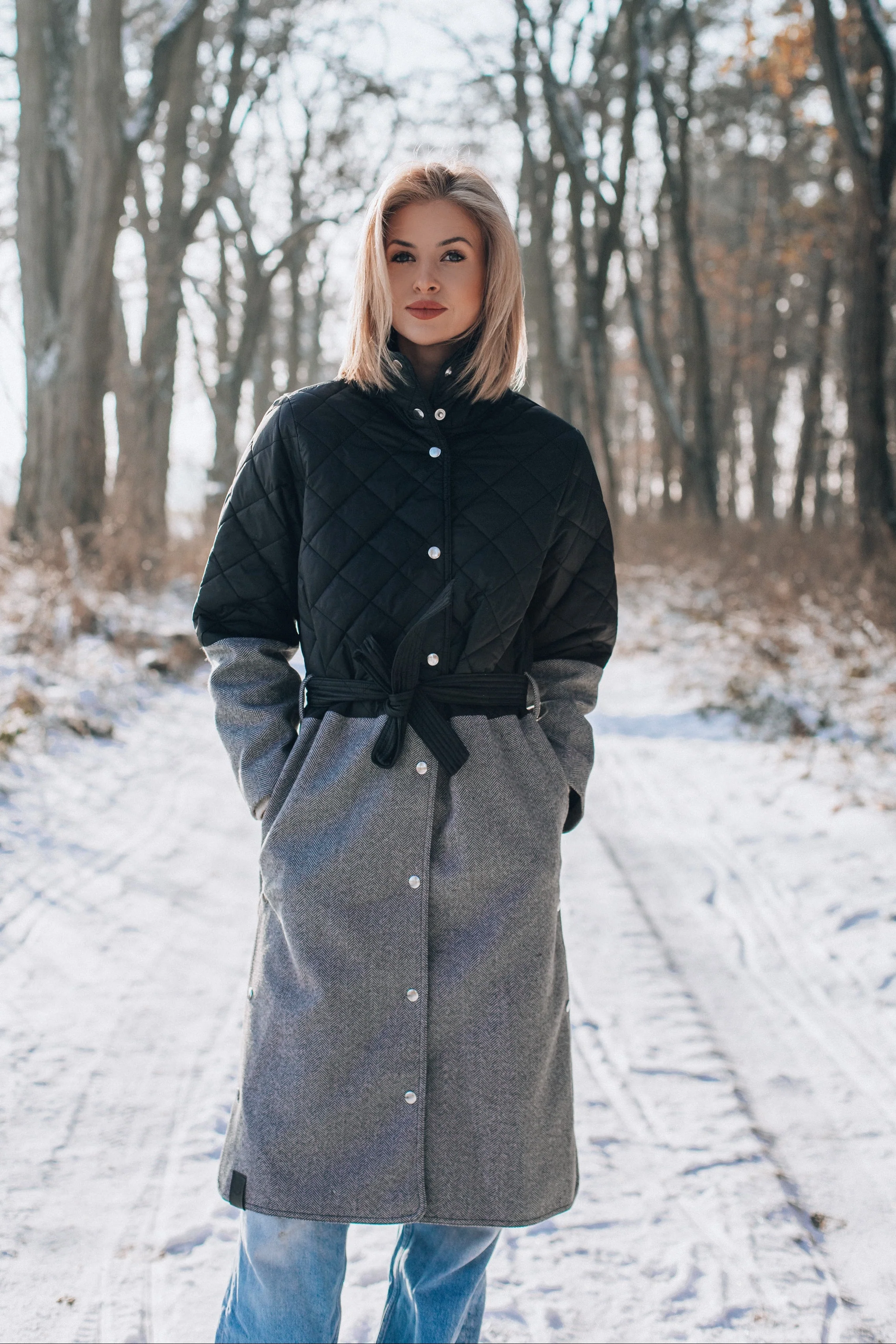 Płaszcz z łączonych tkanin Camille - Image 7