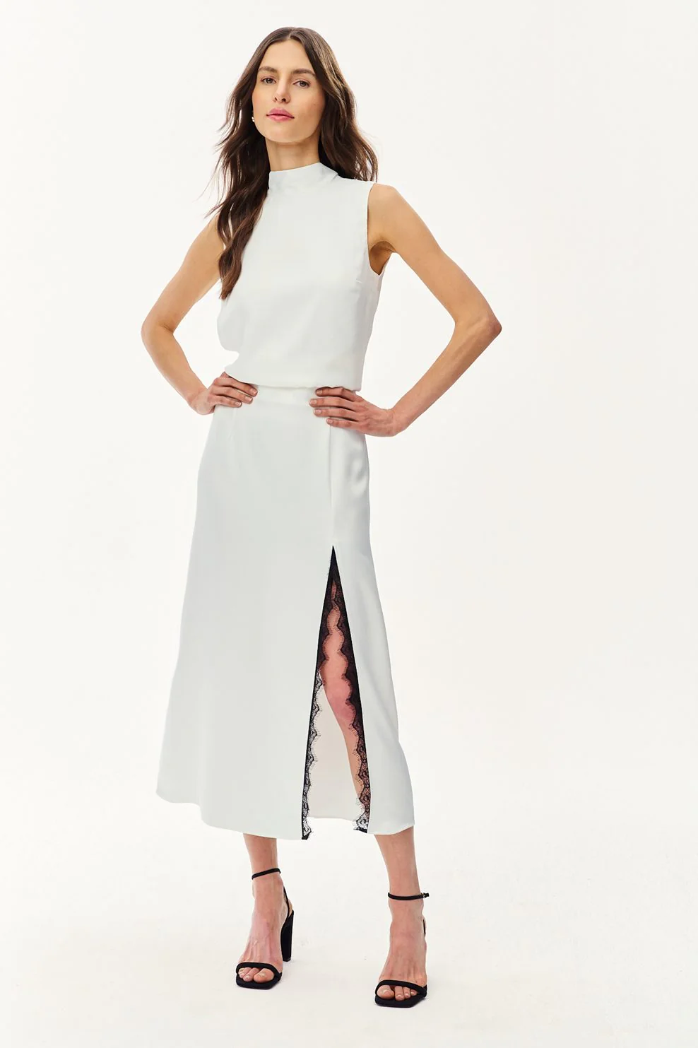 Spódnica midi z koronką Mystic Blush - Image 6