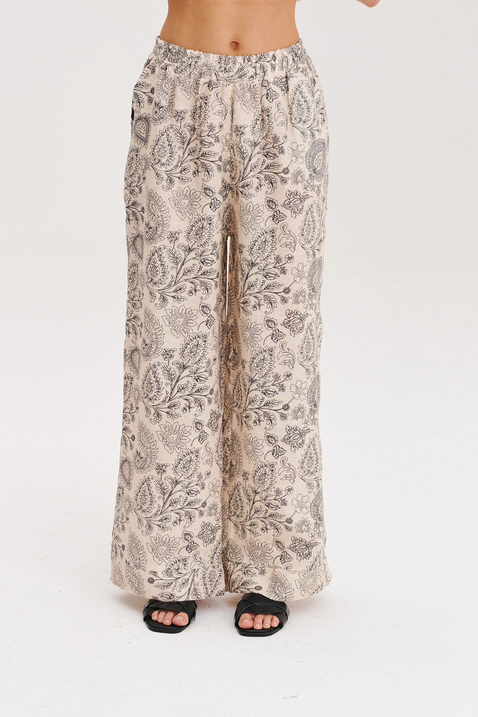 Szerokie spodnie lniane Boho Muse - Image 3