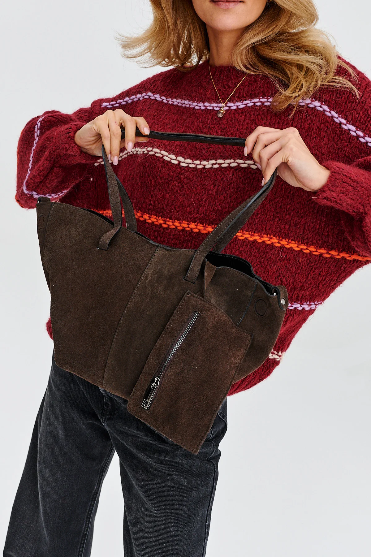 Torebka skórzana typu shopper Chocolate Glow - Image 7