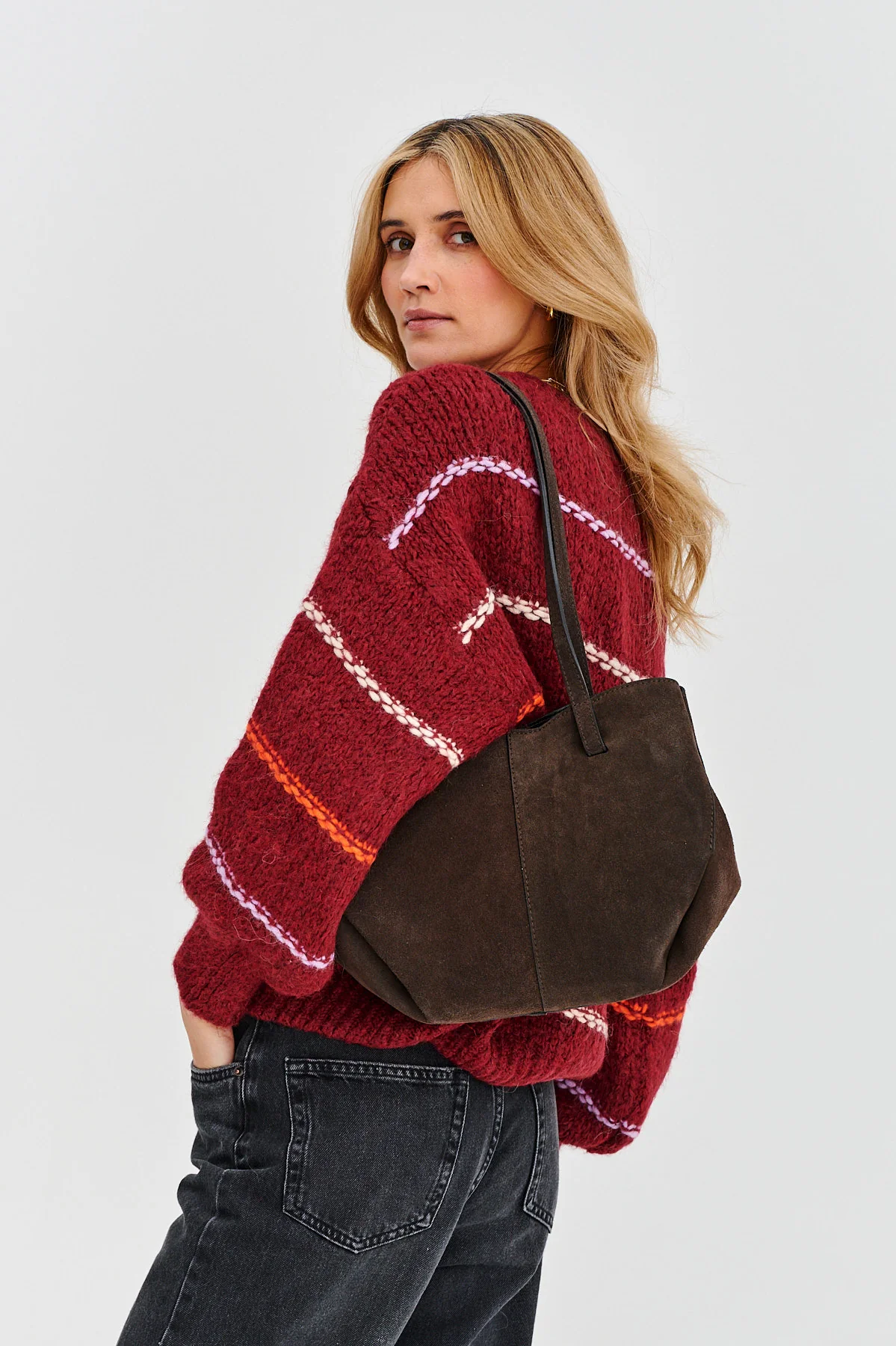 Torebka skórzana typu shopper Chocolate Glow - Image 8